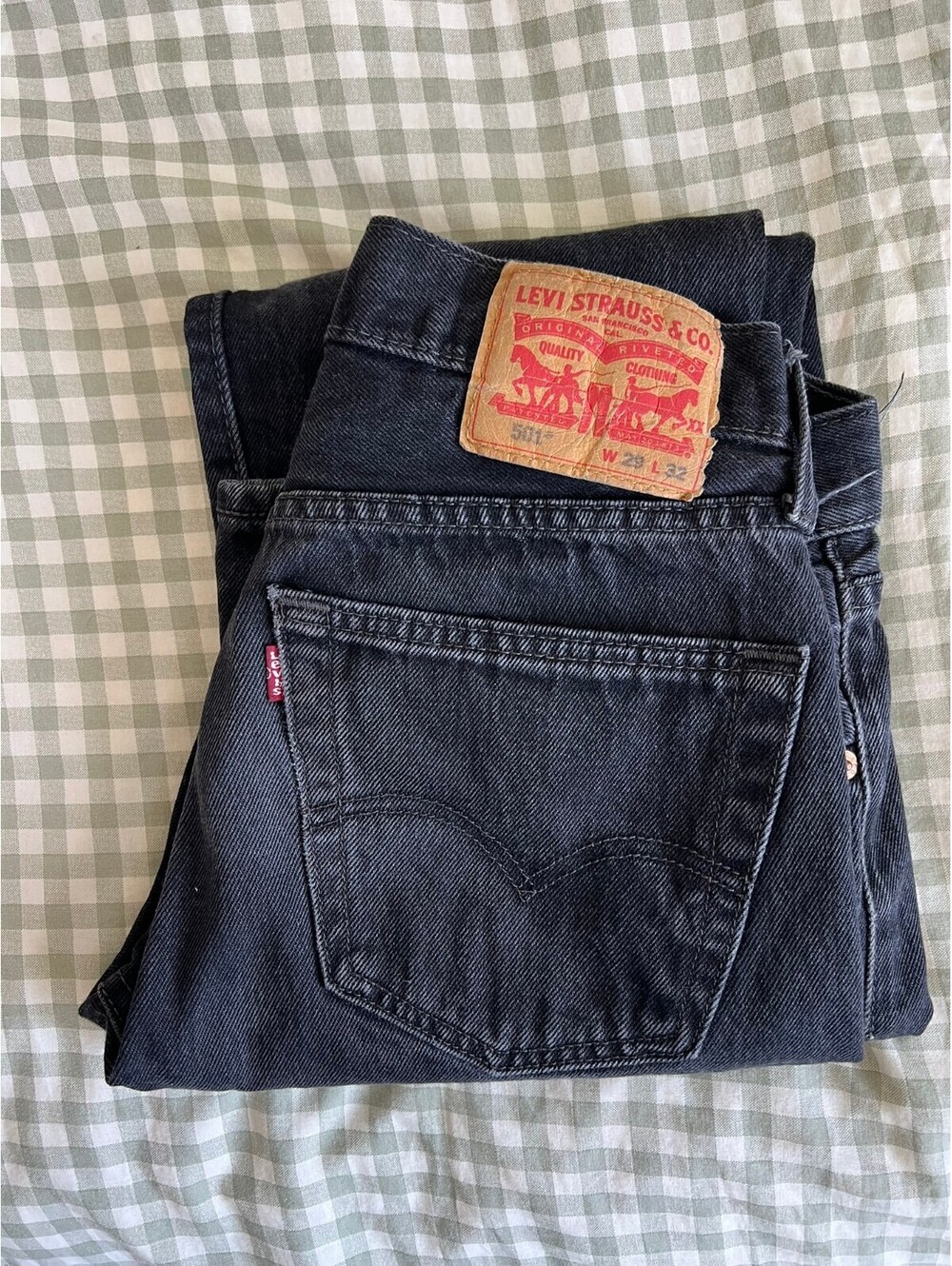 Levi's 501 Jeans W29 L32 Faded Black Classic Americana 90's Minimalist Grunge
